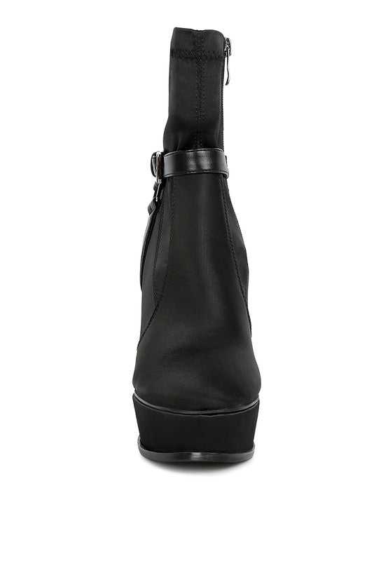 Black Satin Stiletto Ankle Boot