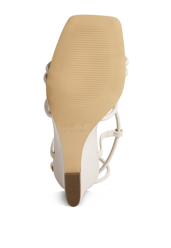White Ankle Strap Wedge Sandals