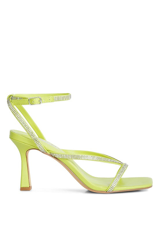 Lime Crush It Diamante Mid Heel Sandal