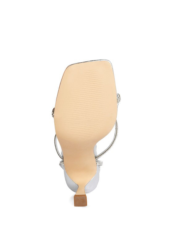 Rubber Bottom Crush It Diamante Mid Heel Sandal
