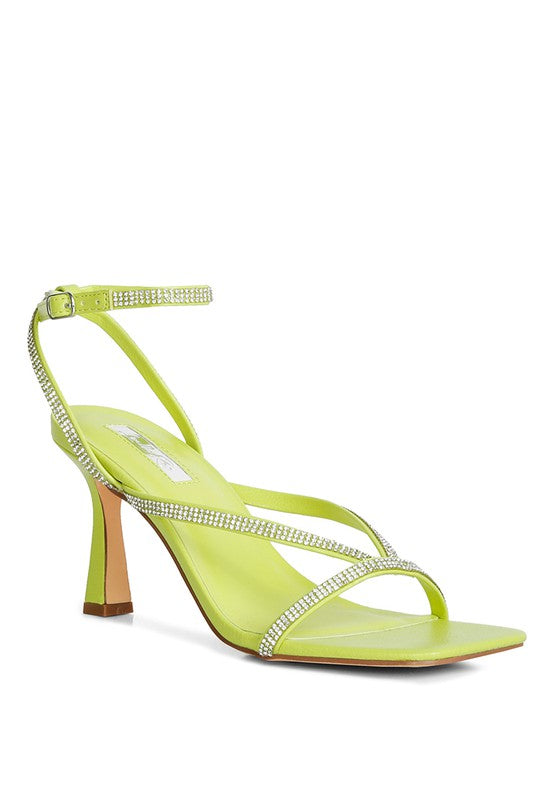 Lime Crush It Diamante Mid Heel Sandal