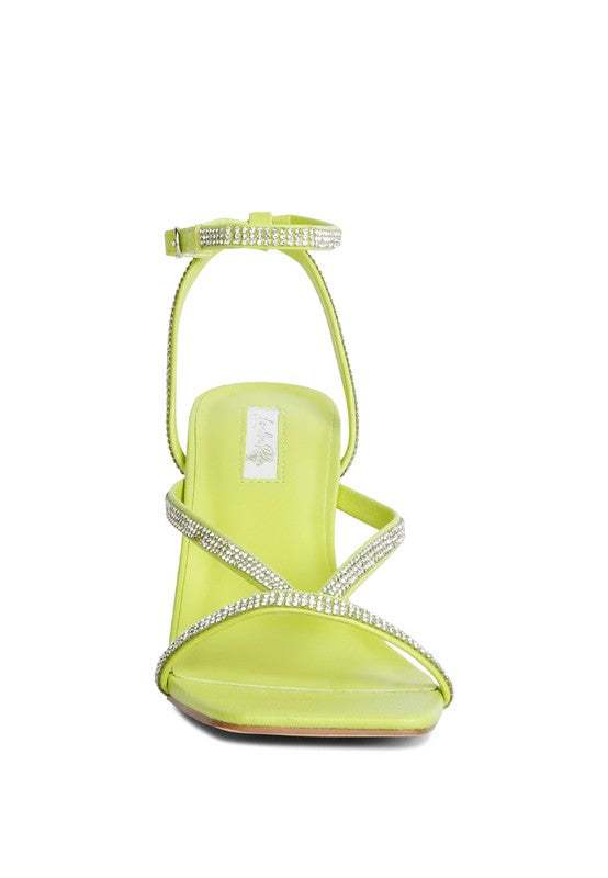 Lime Crush It Diamante Mid Heel Sandal