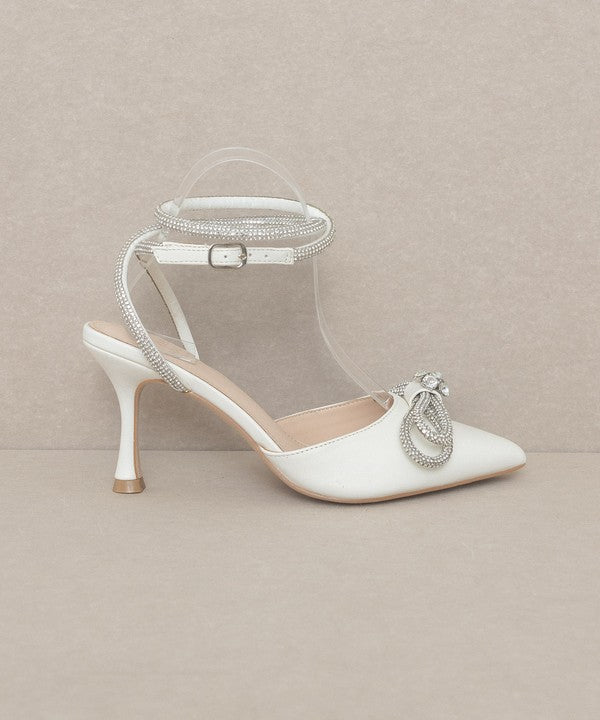 White Bow Front Kitten Heel