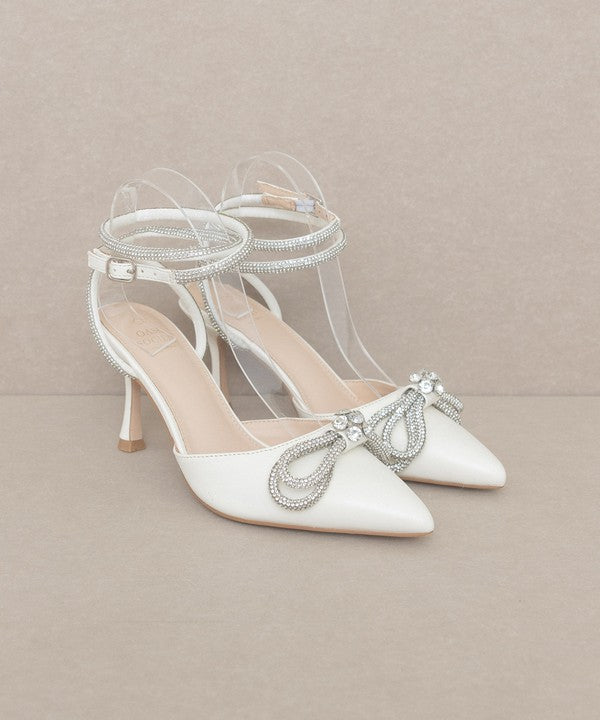 White Bow Front Kitten Heel