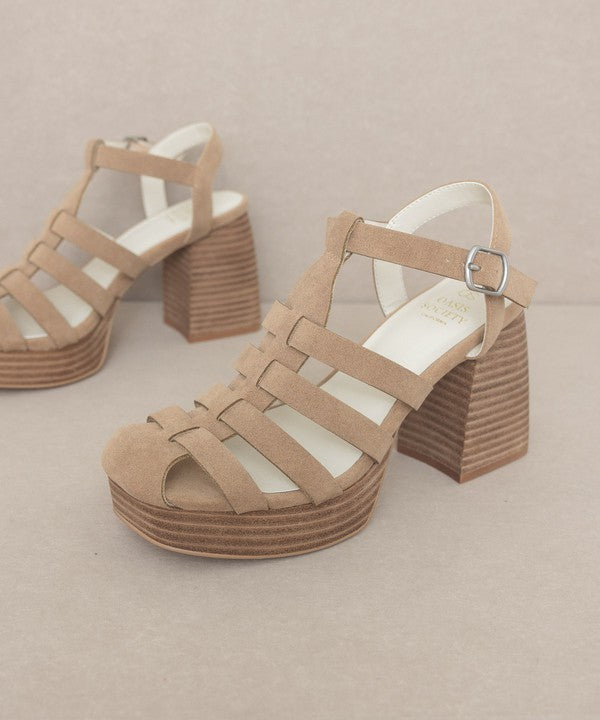 Khaki Gladiator Platform Heel
