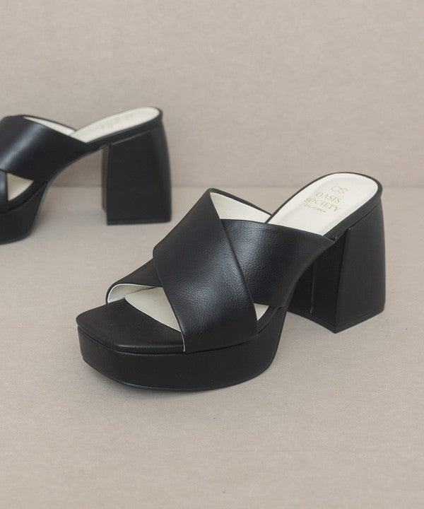 Black Chunky Platform Mule Heel