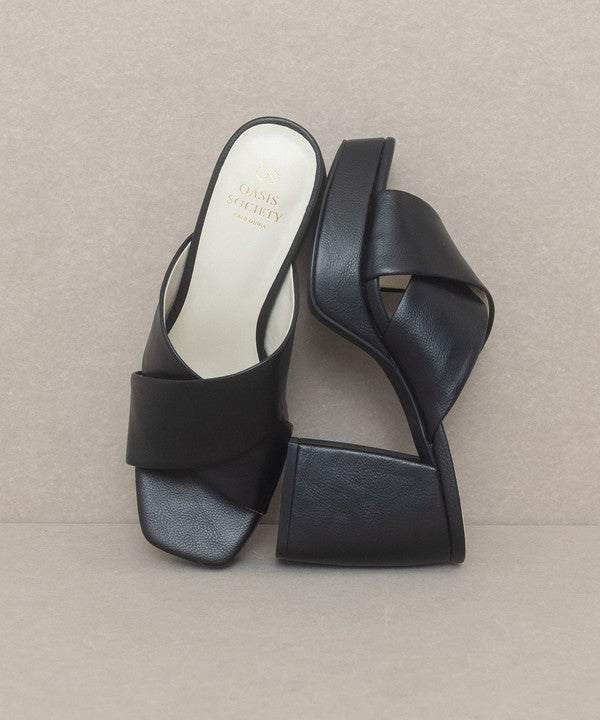 Black Chunky Platform Mule Heel