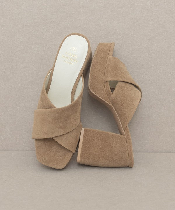 Khaki Chunky Platform Mule Heel