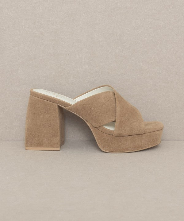 Khaki Chunky Platform Mule Heel