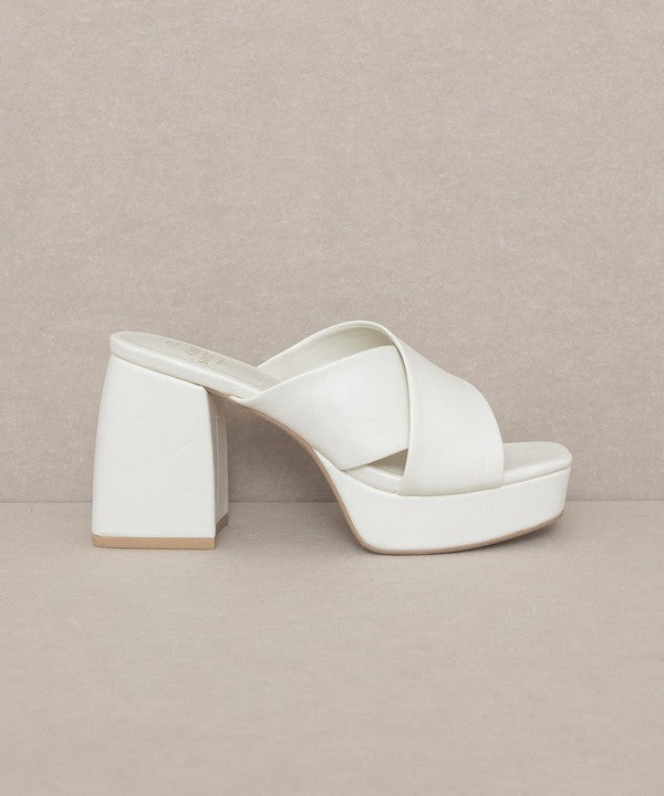 White Chunky Platform Mule Heel