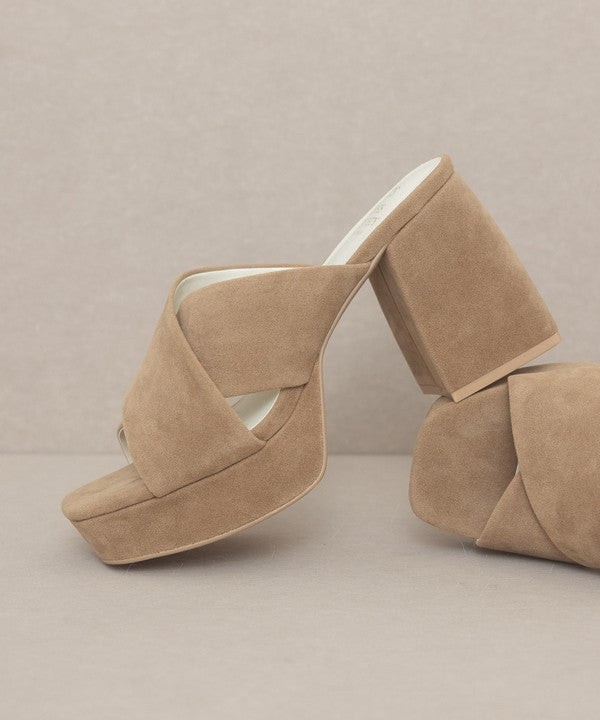 Khaki Chunky Platform Mule Heel
