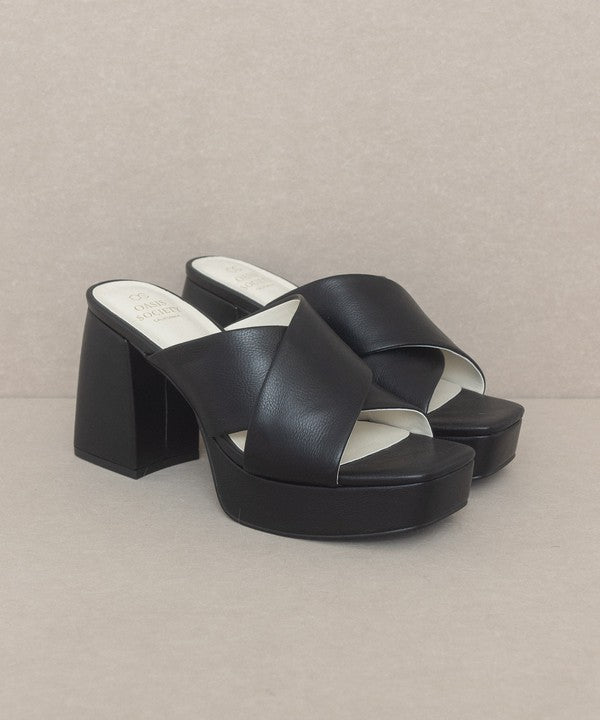 Black Chunky Platform Mule Heel