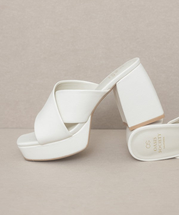 White Chunky Platform Mule Heel