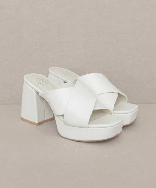 White Chunky Platform Mule Heel