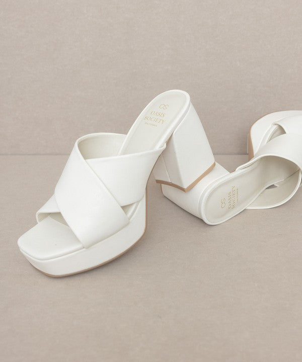 White Chunky Platform Mule Heel