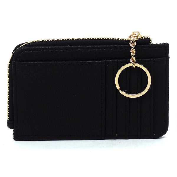 Black Fashion Card Holder Keychain Wallet