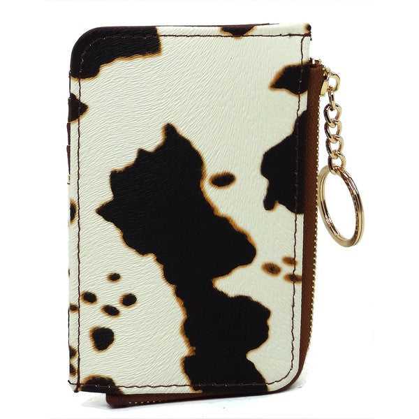 Cow Print Fashion Card Holder Keychain Wallet