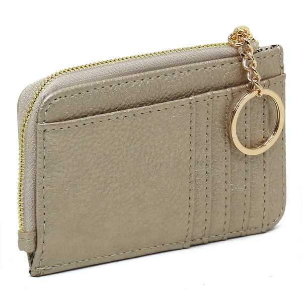 Gray Fashion Card Holder Keychain Wallet