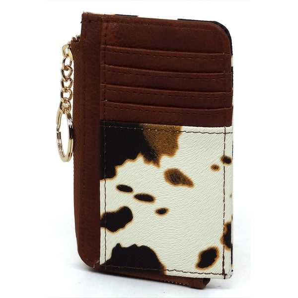 Cow Print Fashion Card Holder Keychain Wallet