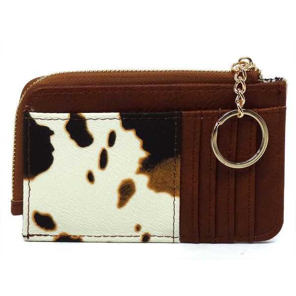 Cow Print Fashion Card Holder Keychain Wallet