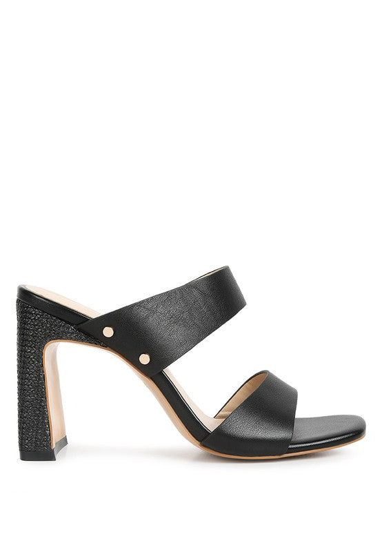Black  Slim Block Heel Sandals