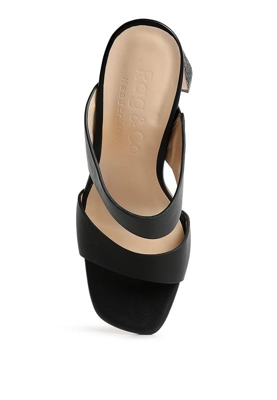 Black  Slim Block Heel Sandals
