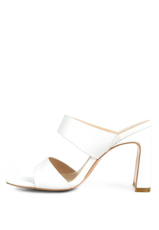 White  Slim Block Heel Sandals