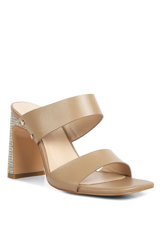 Taupe  Slim Block Heel Sandals