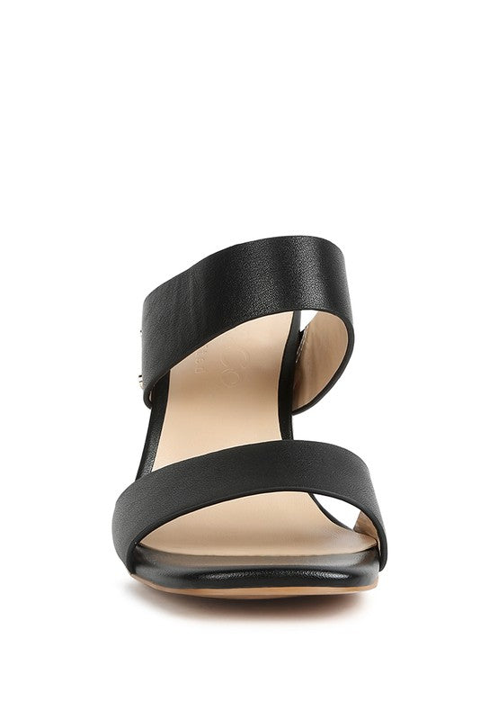 Black  Slim Block Heel Sandals