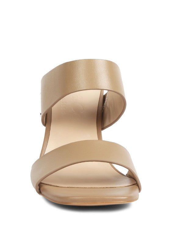 Taupe  Slim Block Heel Sandals