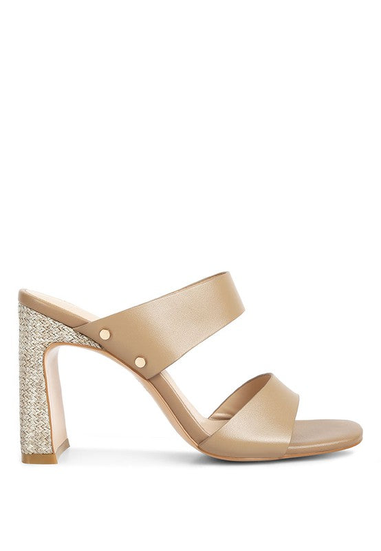 Taupe  Slim Block Heel Sandals