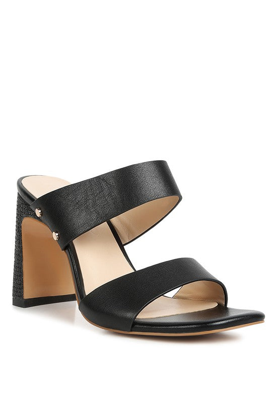 Black  Slim Block Heel Sandals