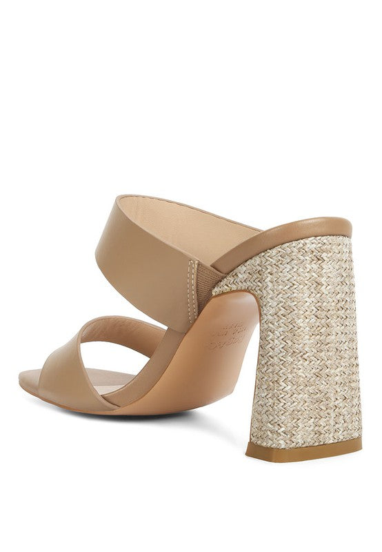Taupe  Slim Block Heel Sandals