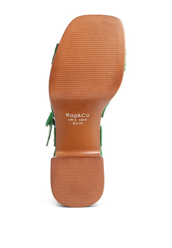 Rubber Bottom Cross Strap Embellished Heels