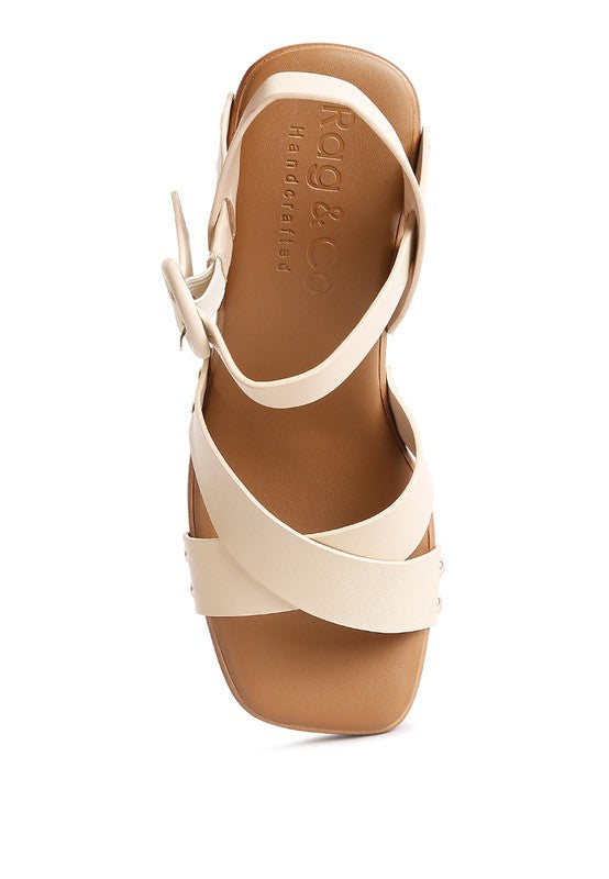 White Cross Strap Embellished Heels
