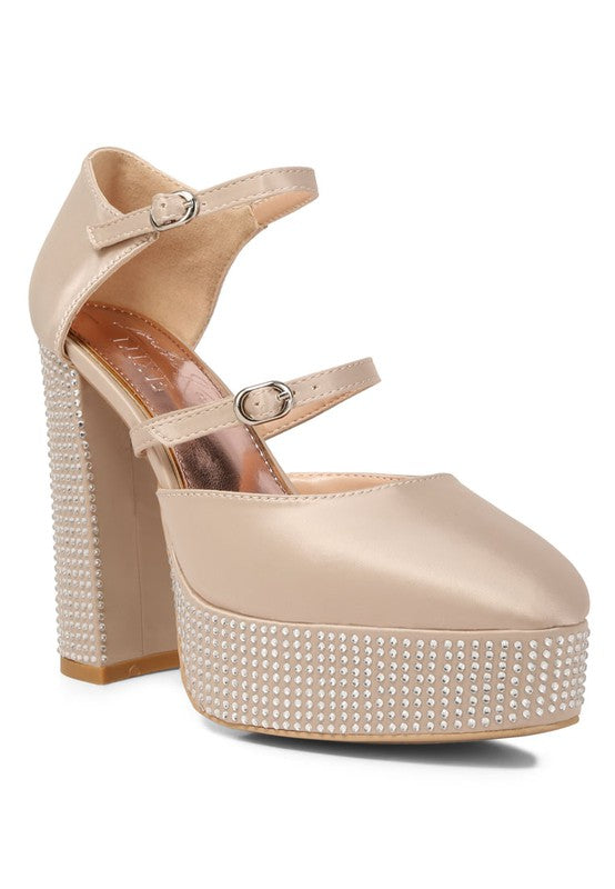 Sandalias de plataforma adornadas con diamantes de imitación Shiver