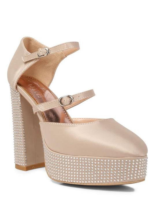 Sandalias de plataforma adornadas con diamantes de imitación Shiver