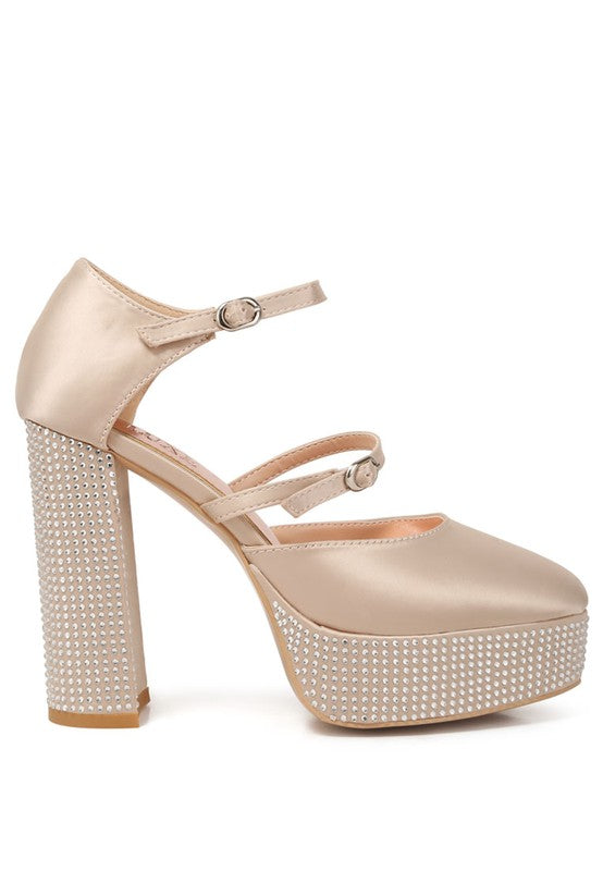 Sandalias de plataforma adornadas con diamantes de imitación Shiver