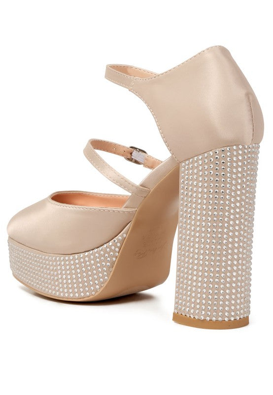 Sandalias de plataforma adornadas con diamantes de imitación Shiver