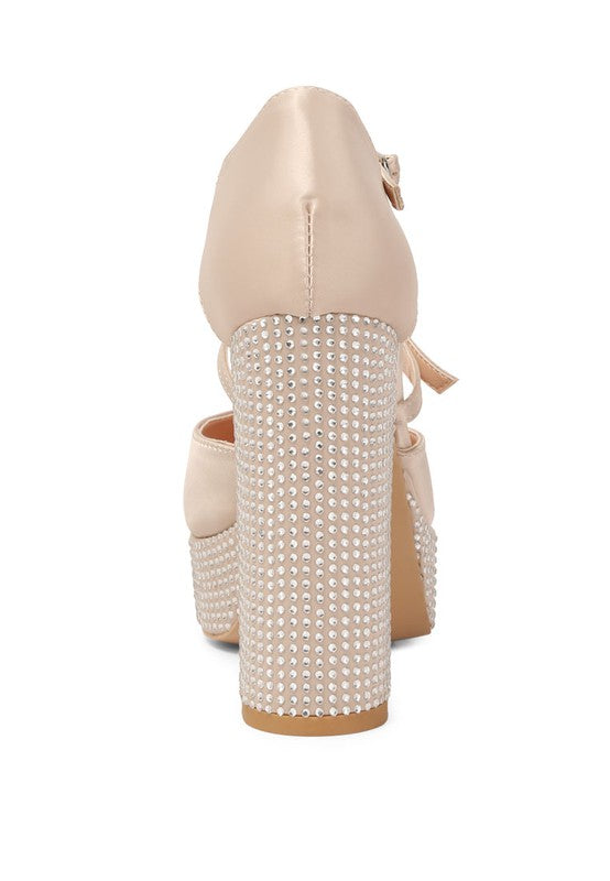 Sandalias de plataforma adornadas con diamantes de imitación Shiver