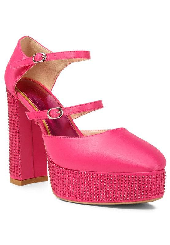 Sandalias de plataforma adornadas con diamantes de imitación Shiver