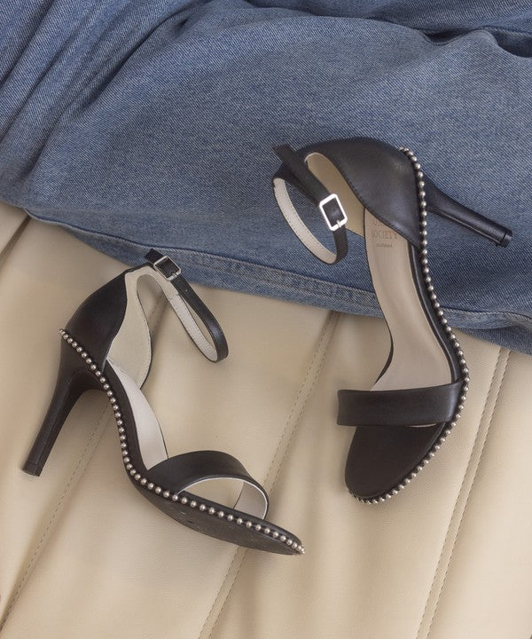 Black OASIS SOCIETY Dublin - Metal Stud Open Toe Heels