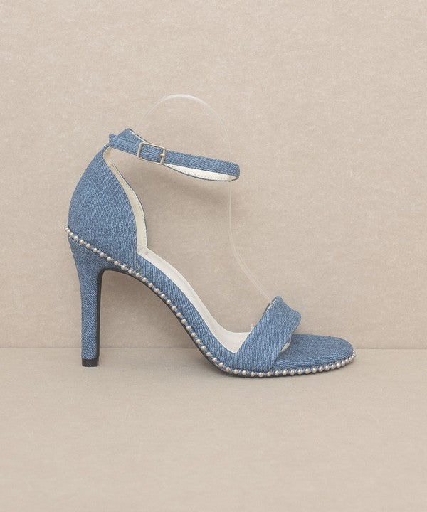 Denim OASIS SOCIETY Dublin - Metal Stud Open Toe Heels