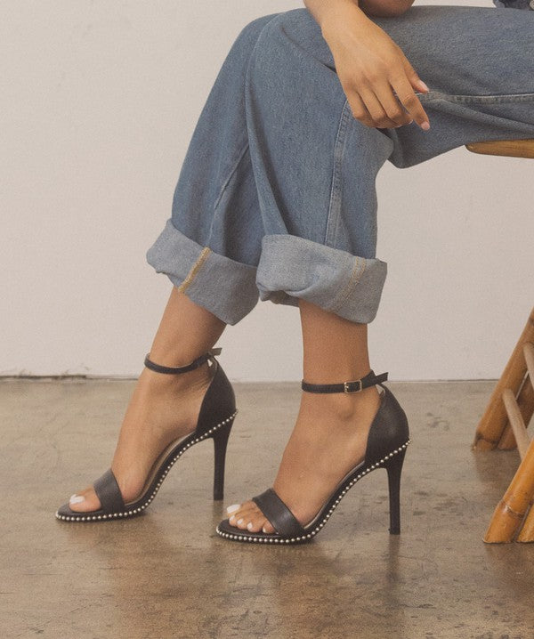 Black OASIS SOCIETY Dublin - Metal Stud Open Toe Heels