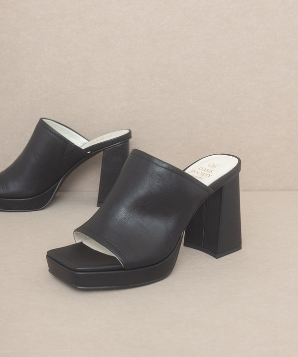 Black Slip On Platform Heels