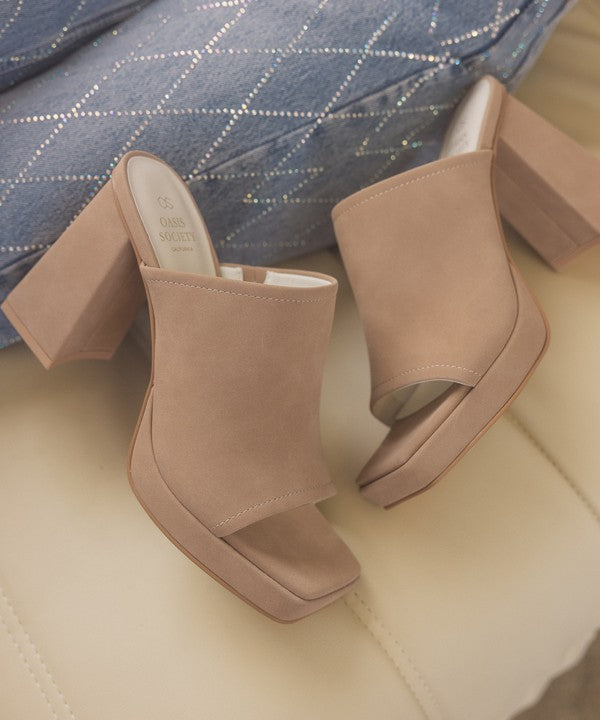 Brown Slip On Platform Heels