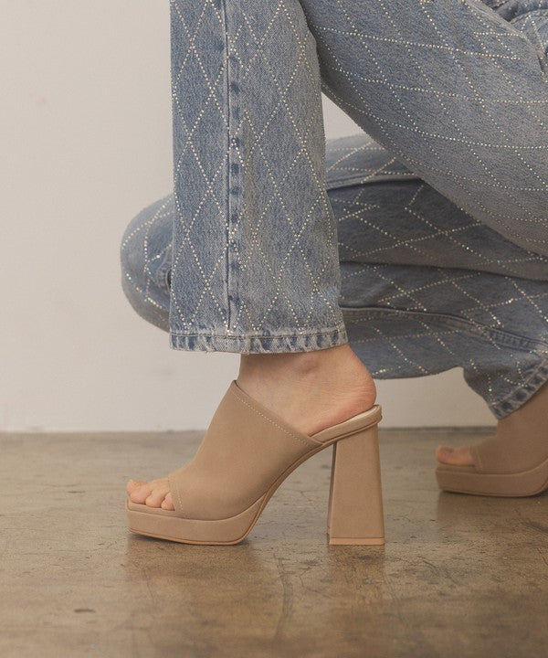 Brown Slip On Platform Heels