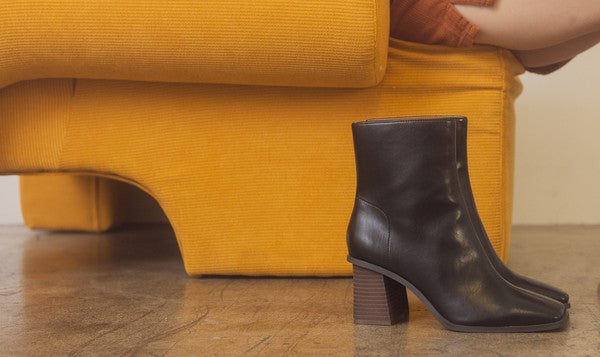 Black Square Toe Ankle Boots