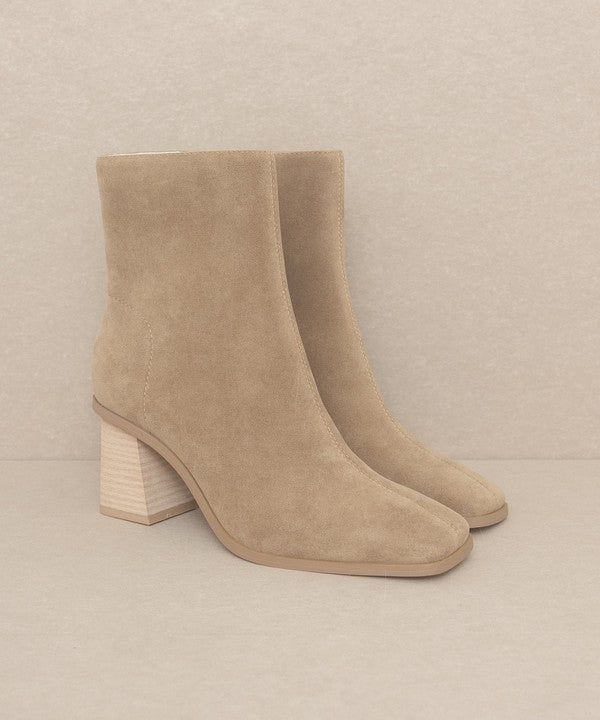 Tan Square Toe Ankle Boots