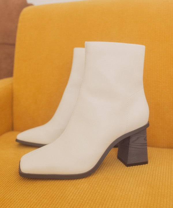 White Square Toe Ankle Boots